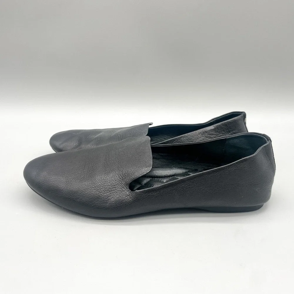 Birdies Womens 8.5 The Starling Smoking Slipper Loafers Black Leather Preppy